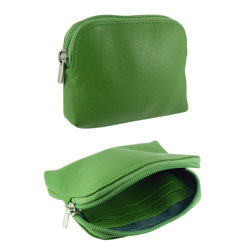Hide and Sleek Golunski soft real leather zip coin purse in Green - 3 card slots, zip-around design