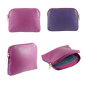 Hide and Sleek Golunski soft real leather zip coin purse in Pink Purple - 3 card slots, zip-around design