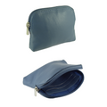 Small Soft Real Leather Card Holder Coin Zip Purse Golunski — Blue