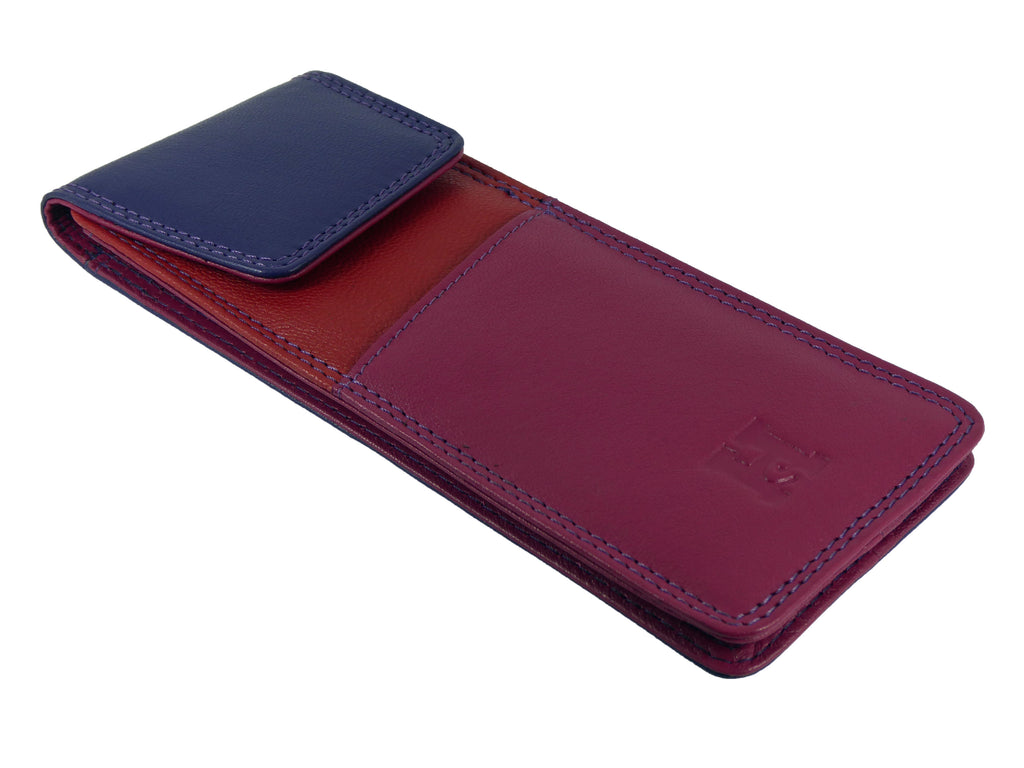 Glasses Case Reading Narrow Width Case Magnetic Fastener Real Leather — rear view