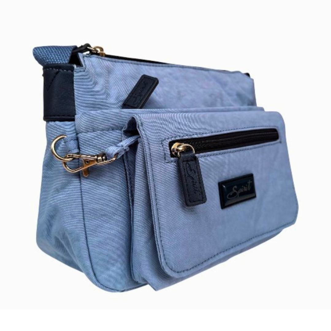 Spirit Cross-body Lightweight Waterproof Bag - Detachable Purse — Light Blue/Navy