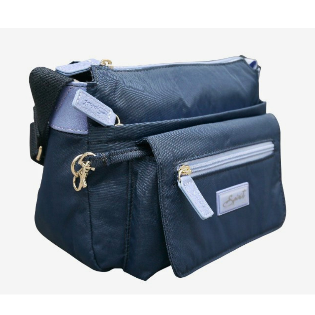 Spirit Cross-body Lightweight Waterproof Bag - Detachable Purse — Navy/Light Blue