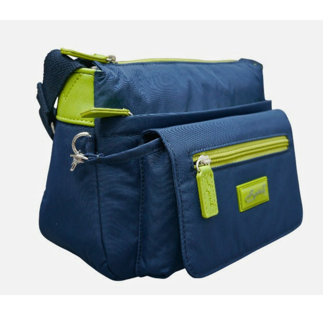 Spirit Cross-body Lightweight Waterproof Bag - Detachable Purse — Navy/Green