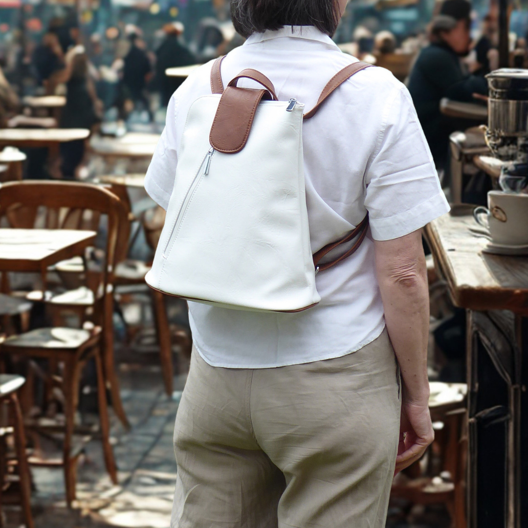Large Triangular Convertible Backpack & Shoulder Bag - Magnetic Tab Top