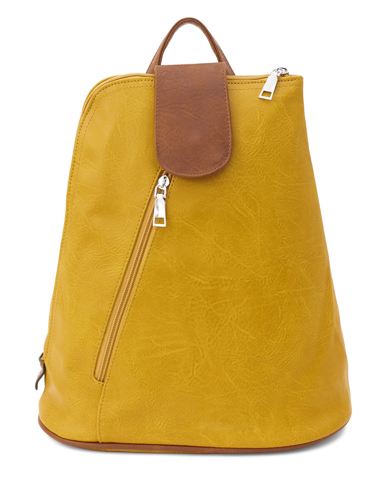 Large Triangular Backpack with Tab Top — Yellow