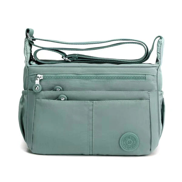Nylon Five Section Lightweight Travel Crossbody Bag - Holidays, Everyday, Travel Use — Light Green