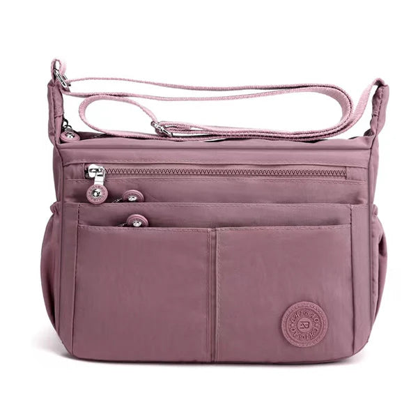 Nylon Five Section Lightweight Travel Crossbody Bag - Holidays, Everyday, Travel Use — Pink