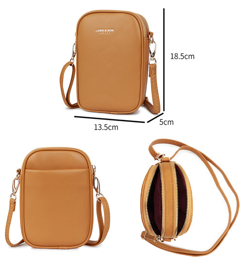 Two Section Shoulder Crossbody Bag - Holidays, Everyday, Travel, Evenings — interior view