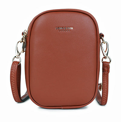 Two Section Shoulder Crossbody Bag - Holidays, Everyday, Travel, Evenings — Brown