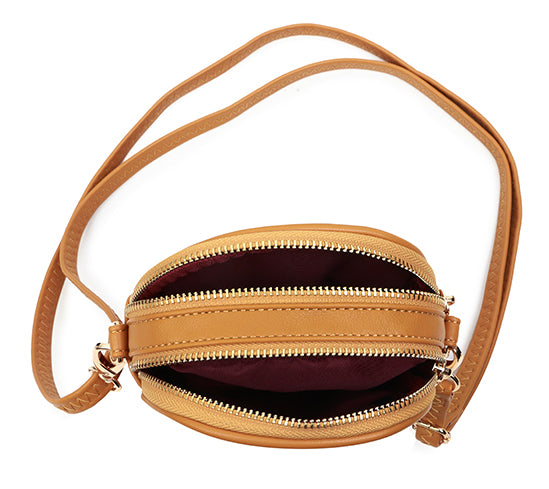 Tan Two Section Shoulder Crossbody Bag - Holidays, Everyday, Travel, Evenings