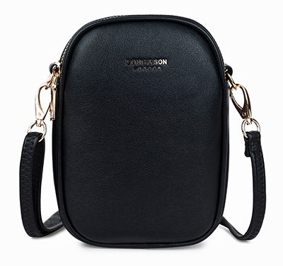 Two Section Shoulder Crossbody Bag - Holidays, Everyday, Travel, Evenings — Black