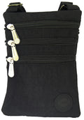 Small Nylon Compact Crossbody Neck Phone Bag - Dog Walking, Holidays, Travel, Bag Pouch — Black