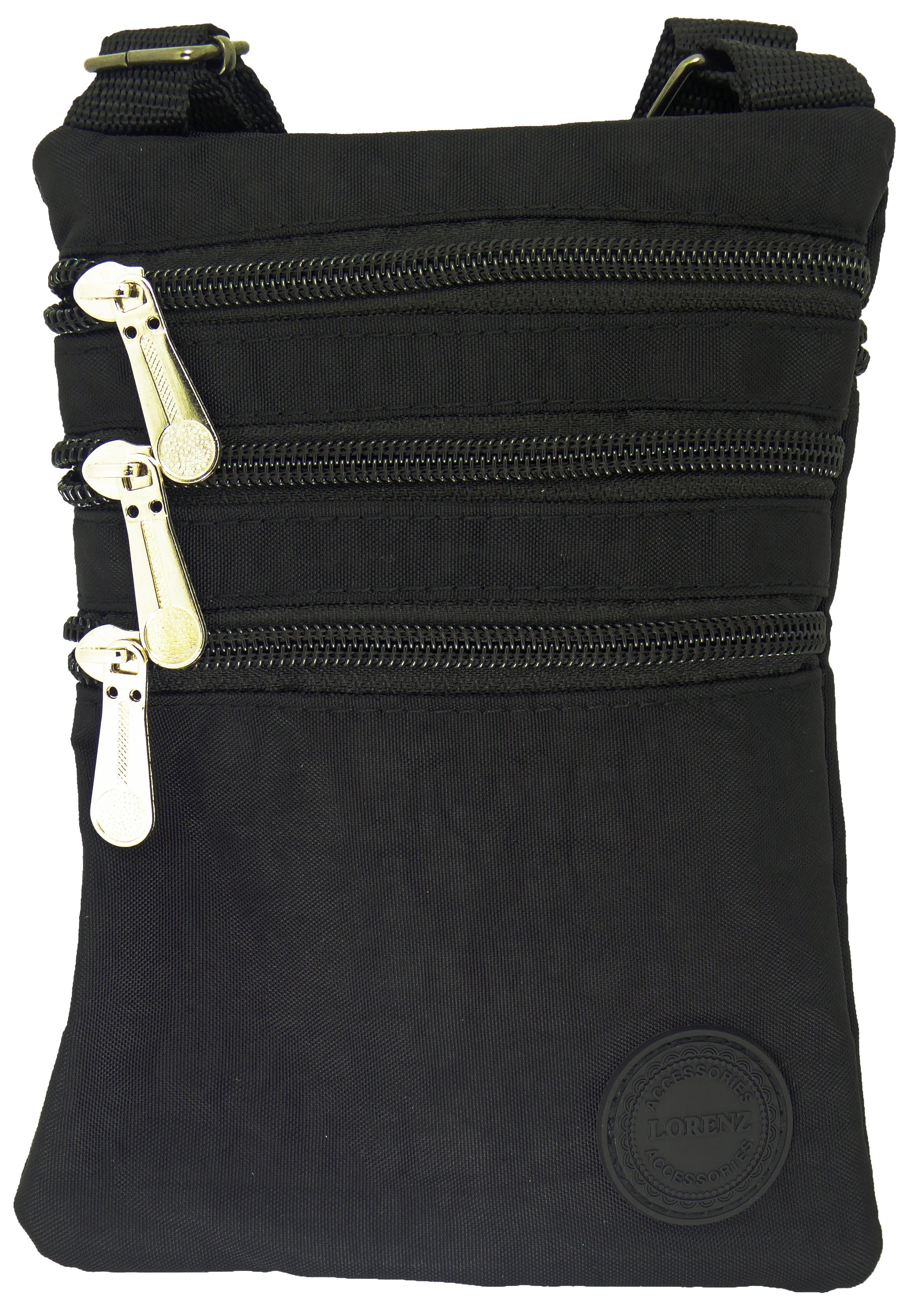 Small Nylon Compact Crossbody Neck Phone Bag - Dog Walking, Holidays, Travel, Bag Pouch — Black