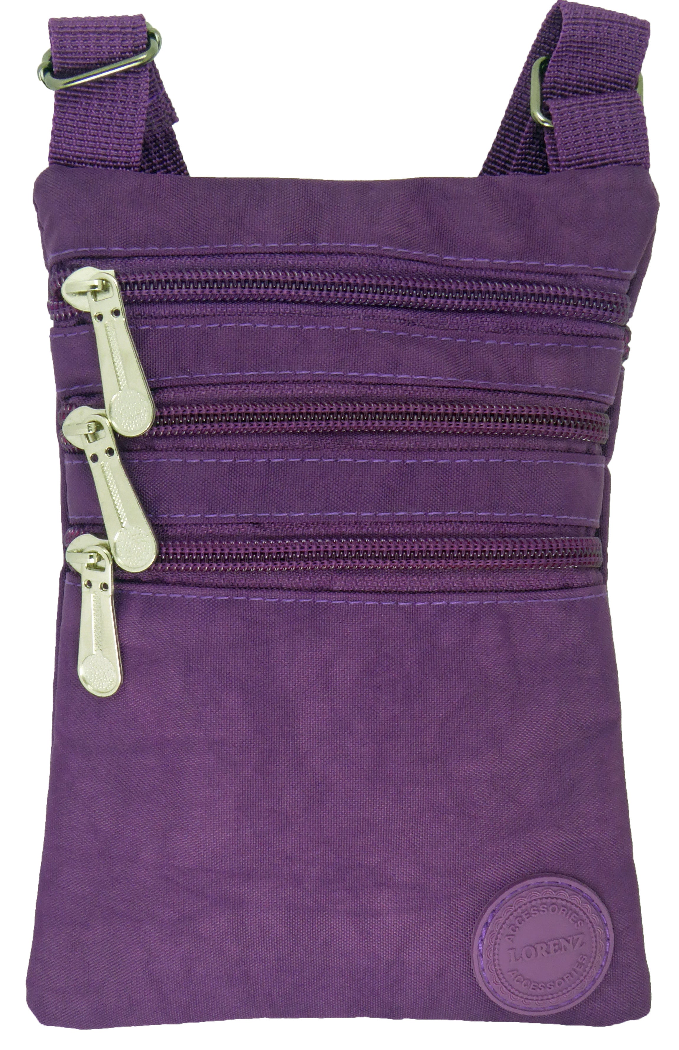 Small Nylon Compact Crossbody Neck Phone Bag - Dog Walking, Holidays, Travel, Bag Pouch — Plum