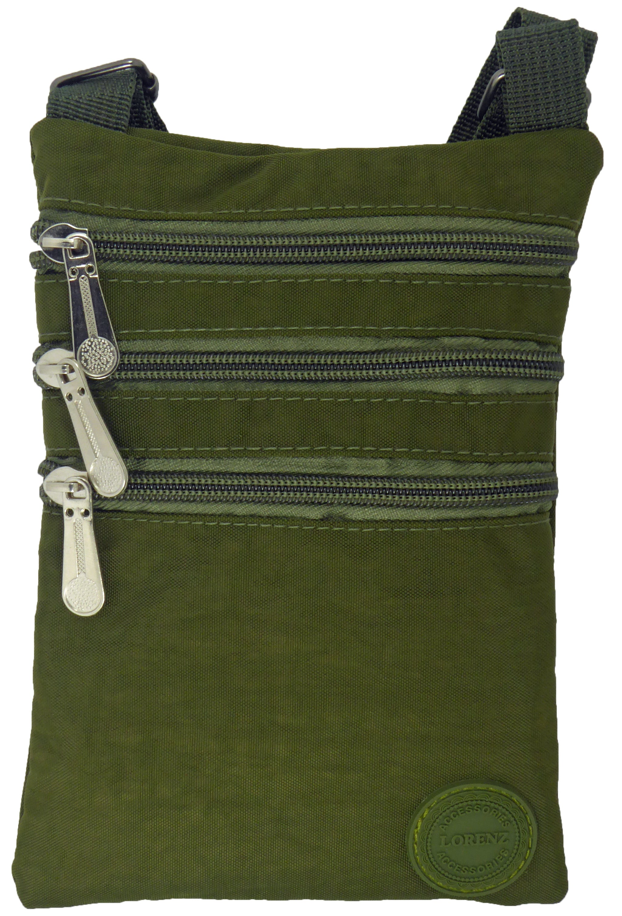 Small Nylon Compact Crossbody Neck Phone Bag - Dog Walking, Holidays, Travel, Bag Pouch — Green