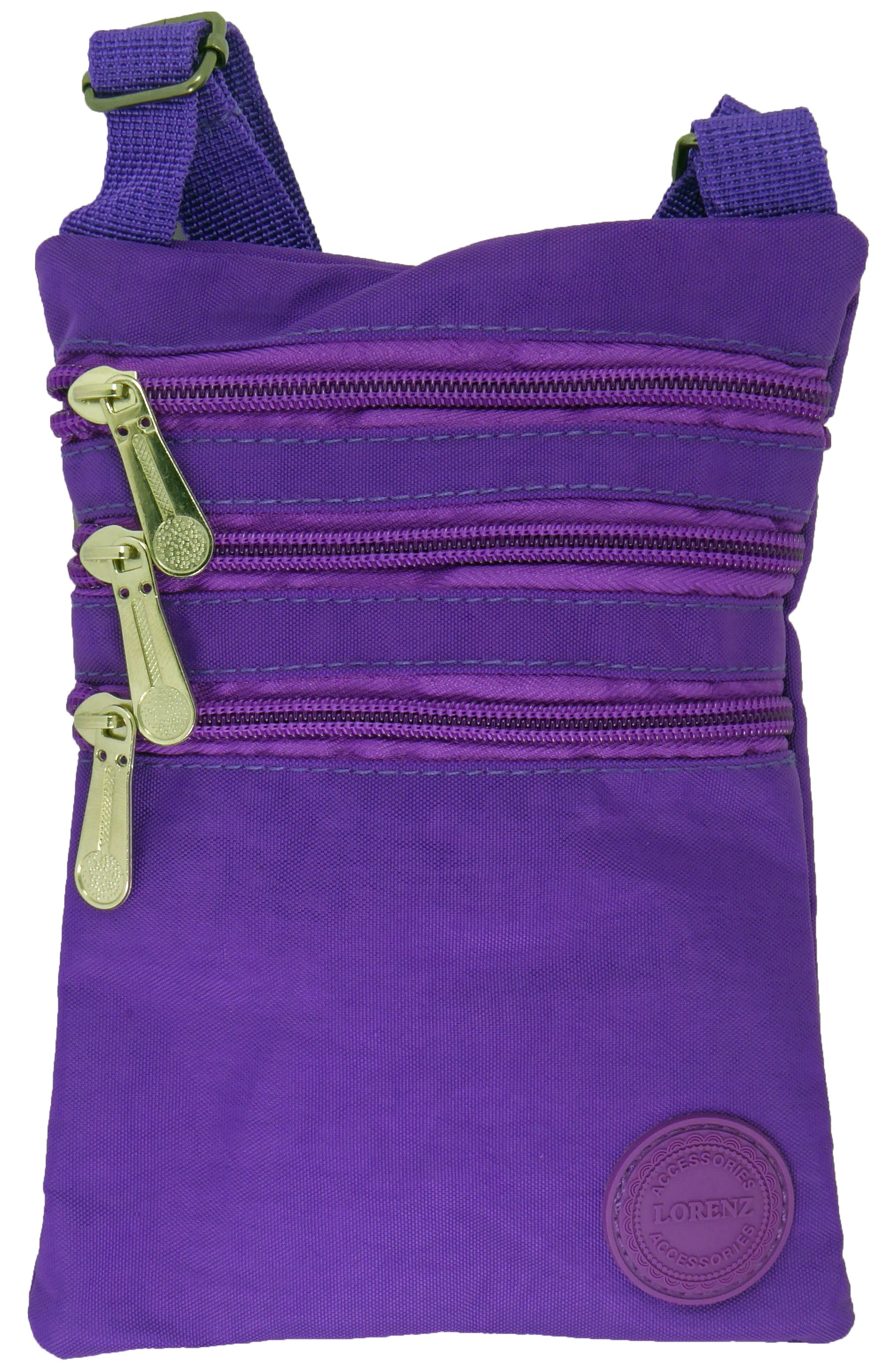 Small Nylon Compact Crossbody Neck Phone Bag - Dog Walking, Holidays, Travel, Bag Pouch — Purple