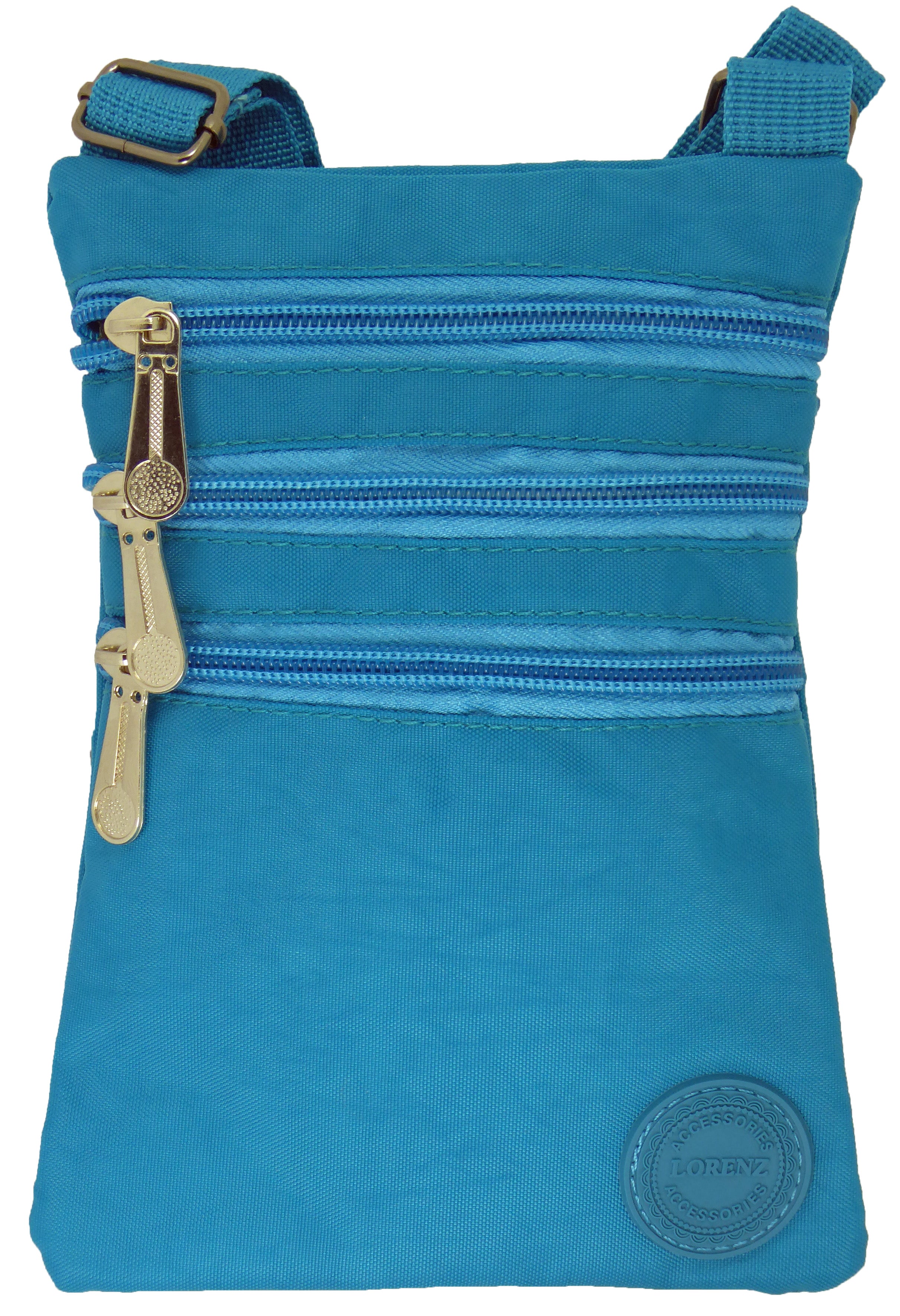 Small Nylon Compact Crossbody Neck Phone Bag - Dog Walking, Holidays, Travel, Bag Pouch — Turquoise