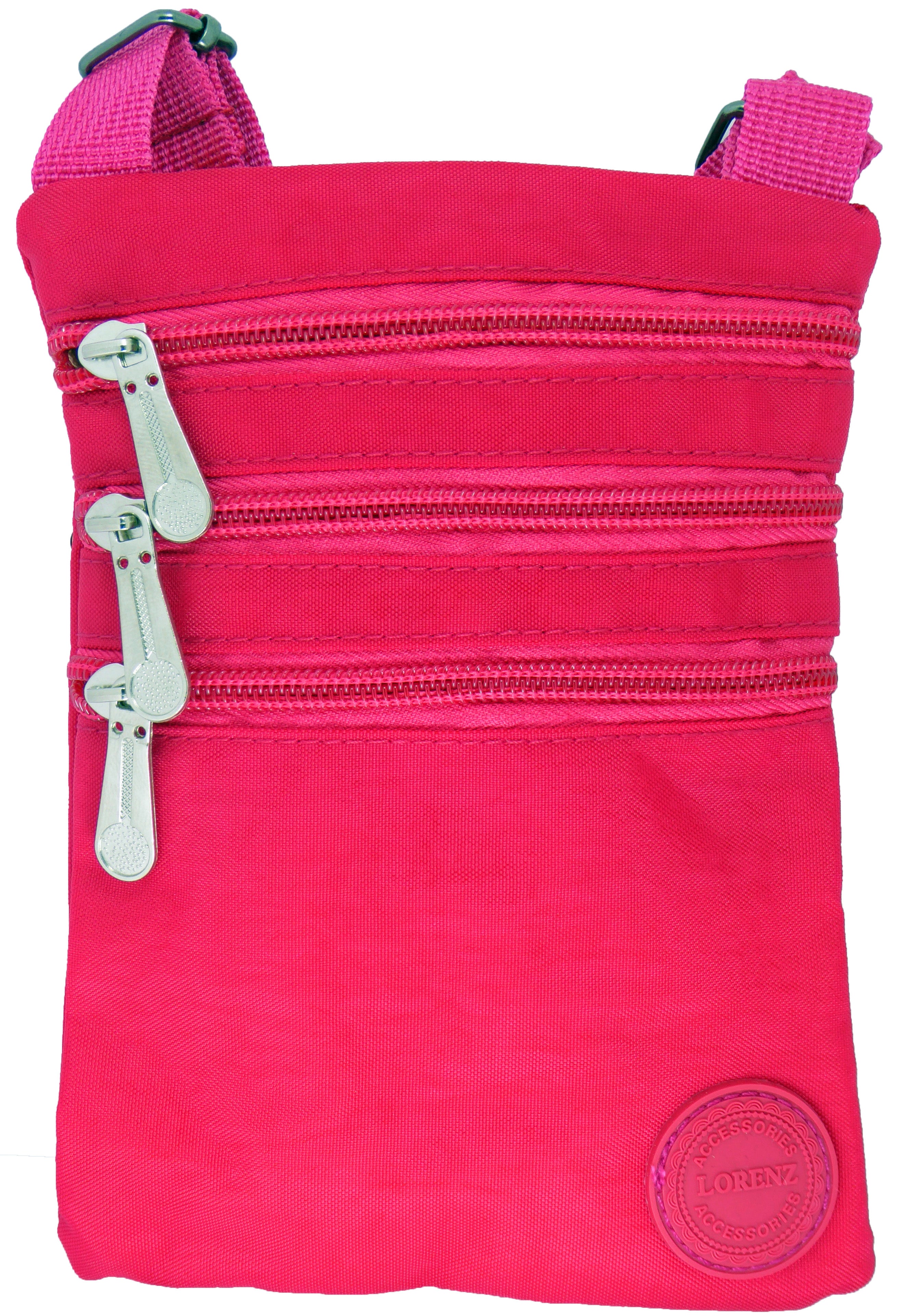 Small Nylon Compact Crossbody Neck Phone Bag - Dog Walking, Holidays, Travel, Bag Pouch — Pink