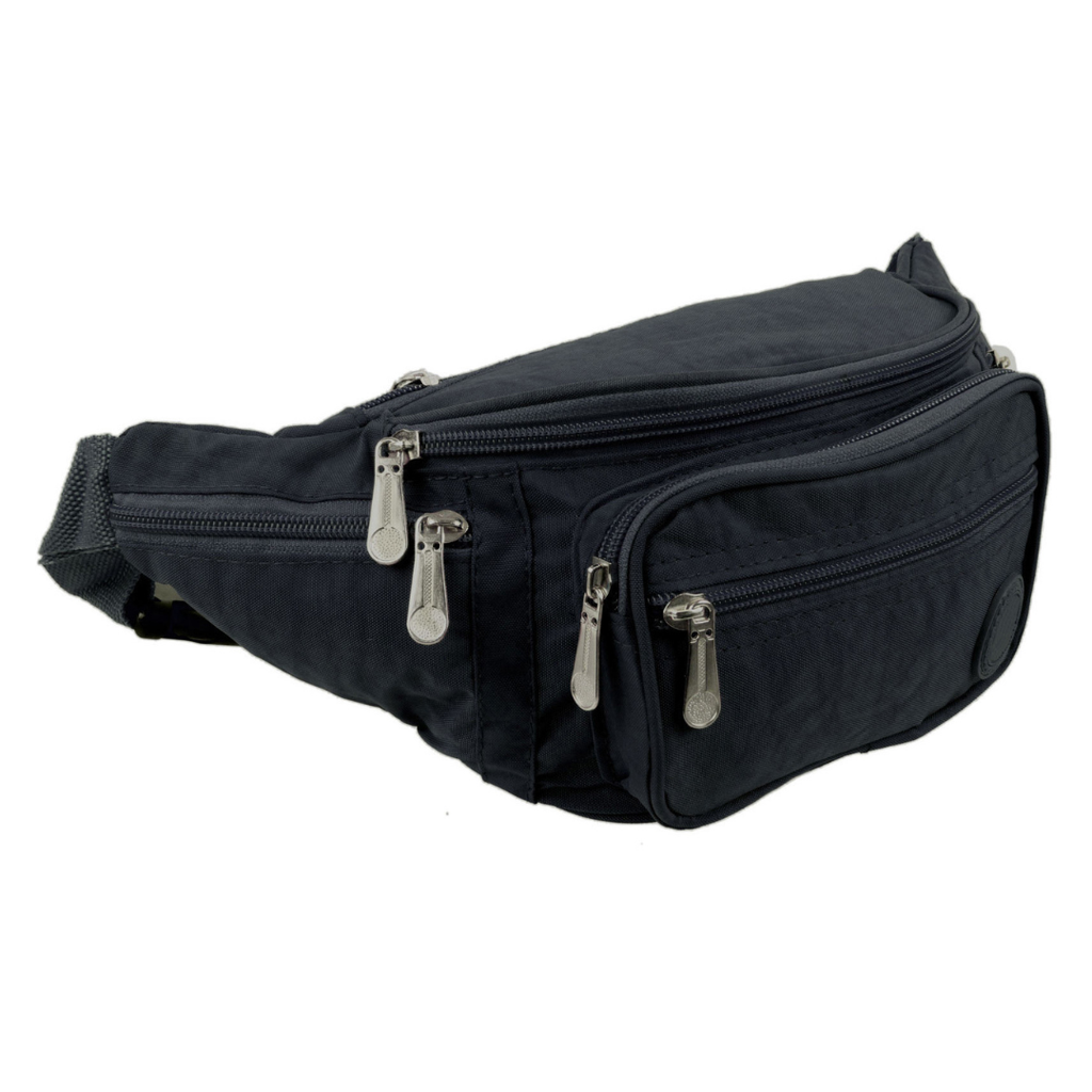 Lorenz Lightweight Bumbag & Waist Pack - 6 Zip Sections, Water Resistant