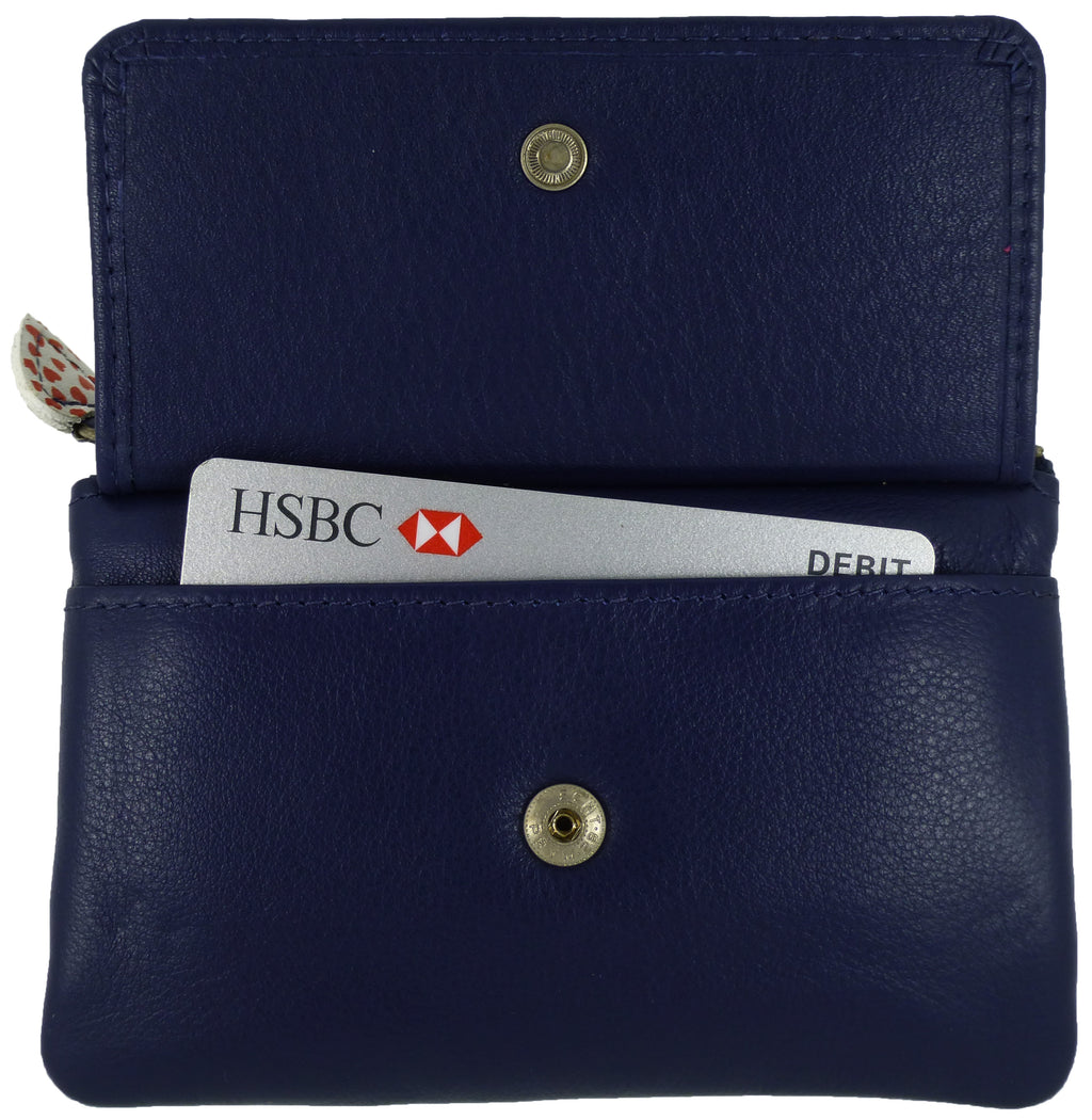Heart Design Small Coin Key Card Purse Wallet Real Leather — additional view