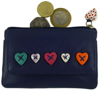 Heart Design Small Coin Key Card Purse Wallet Real Leather