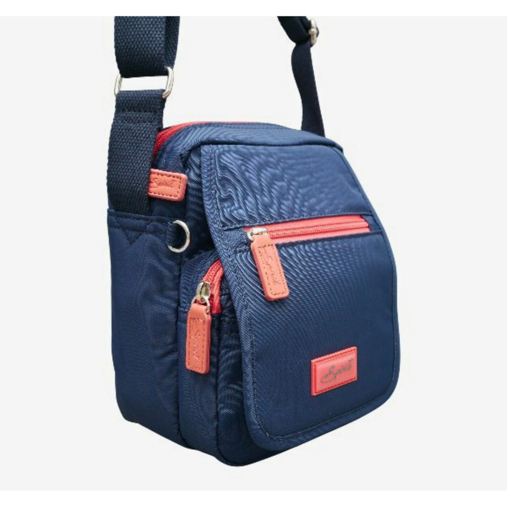 Spirit Cross-body Lightweight Waterproof - Small Organiser Bag — Navy/Coral
