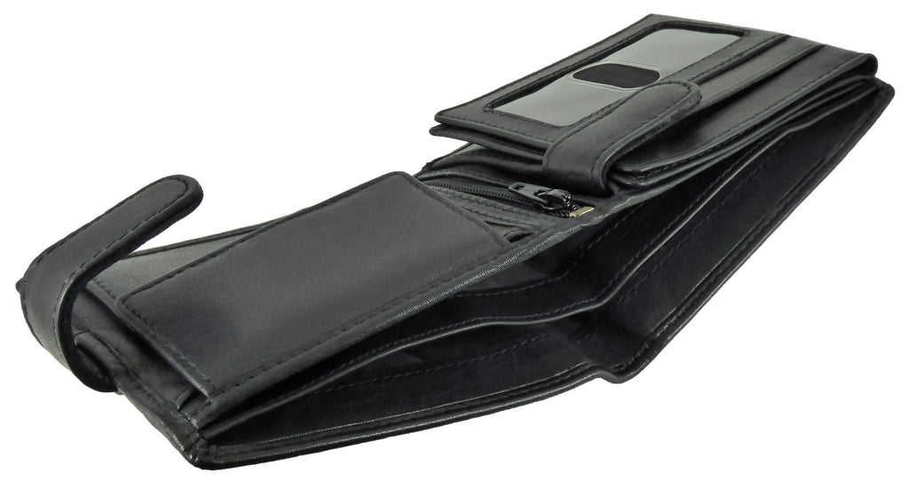 Leather Wallet 7 Card Slots, 2 Note Sections, Coin Pocket RFID Black — lifestyle view