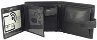 Leather Wallet 7 Card Slots, 2 Note Sections, Coin Pocket RFID Black