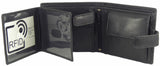 Leather Wallet 7 Card Slots, 2 Note Sections, Coin Pocket RFID Black