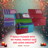 Womens Matinee Flapover Purse - 10 card slots Multicolour Real Leather