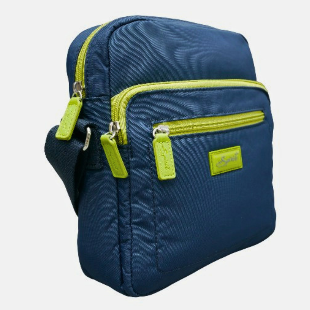 Spirit Three Section Crossbody Bag Lightweight Bag — Navy/Green