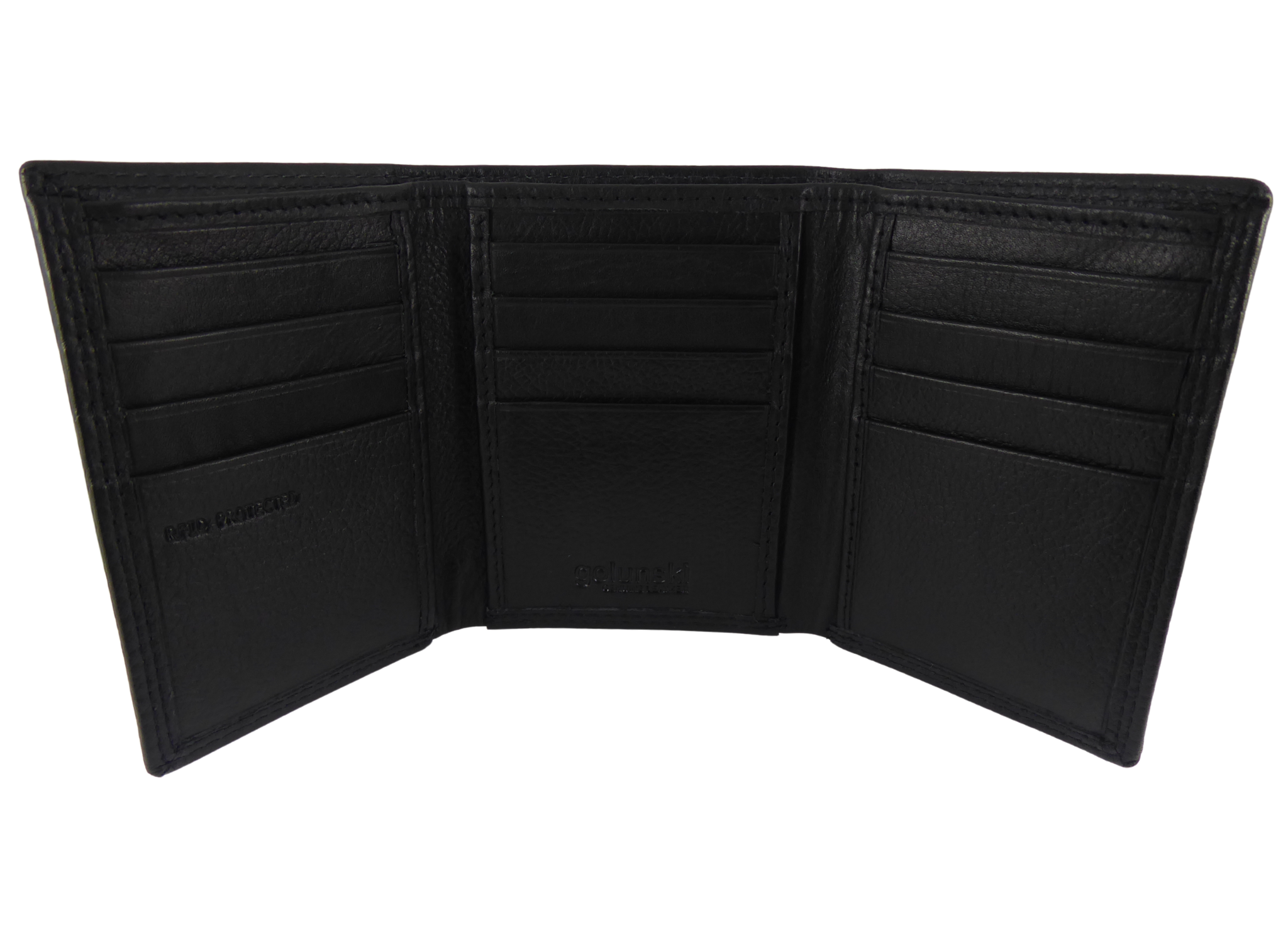 Black Mens Compact Pocket Leather Trifold RFID Wallet