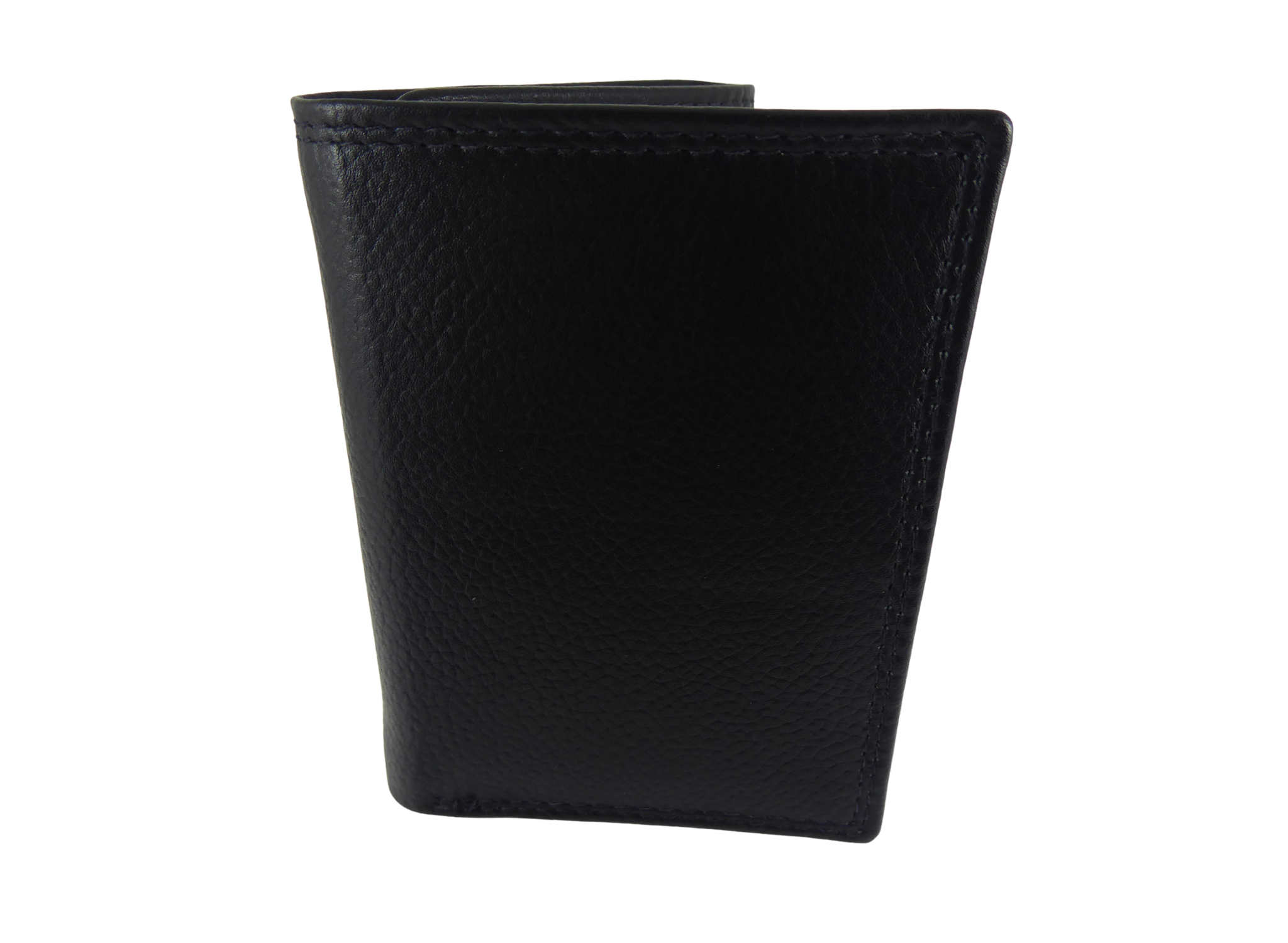 Mens Compact Pocket Leather Trifold RFID Wallet — Black