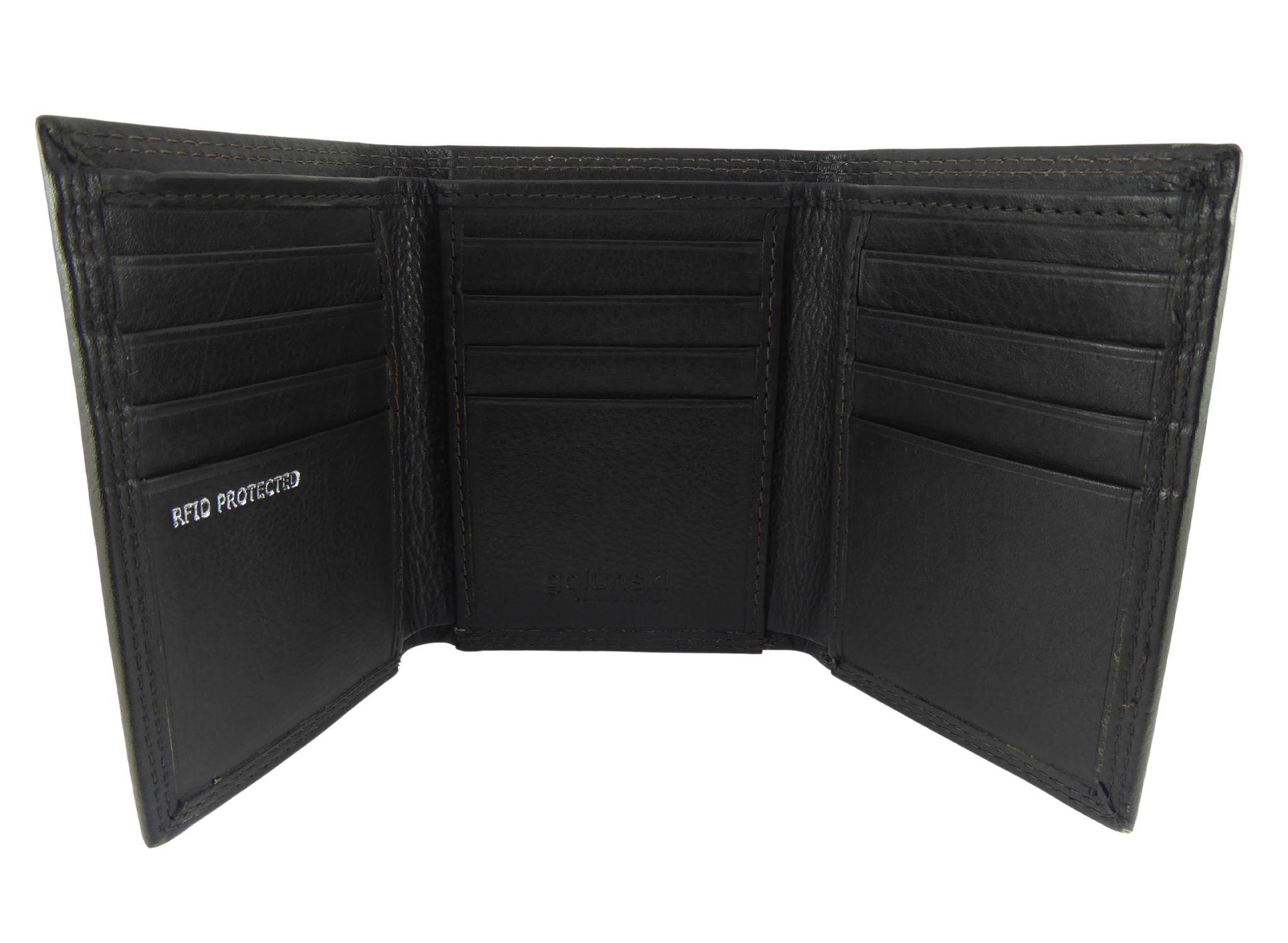 Brown Mens Compact Pocket Leather Trifold RFID Wallet