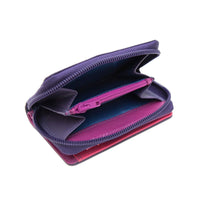 Womens Small Compact Multi Coloured Purse Wallet Real Leather