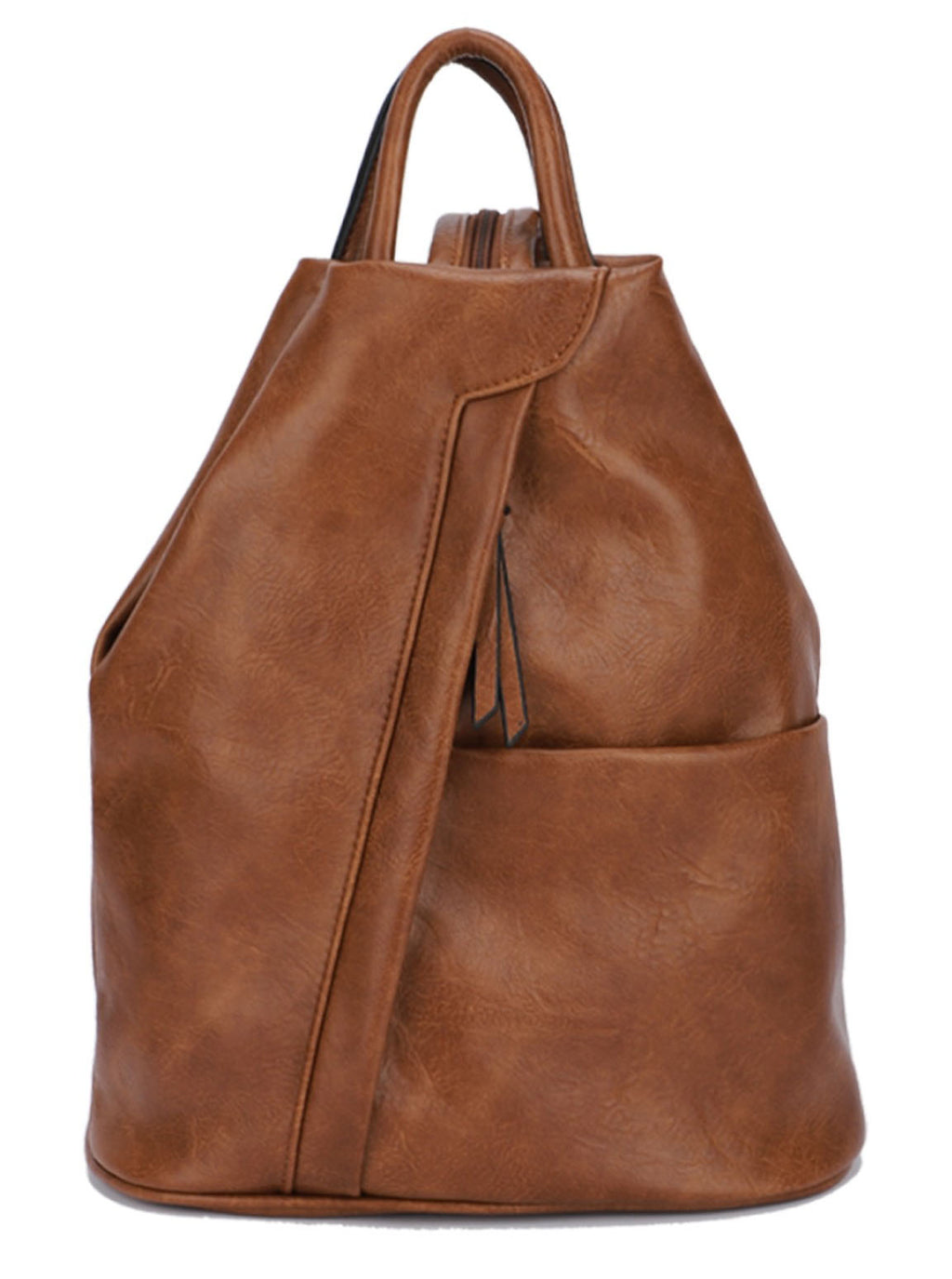 Large Triangular Backpack and Shoulder Bag Diagonal Zip - Anti-theft Security — Brown