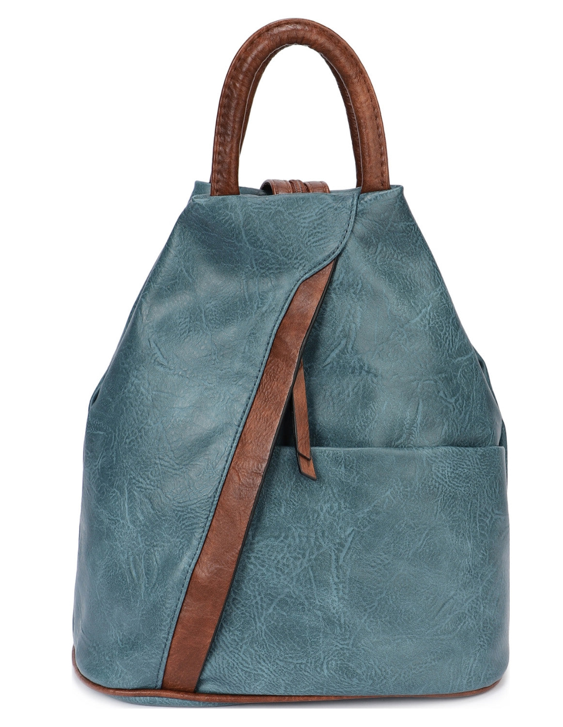 Large Triangular Backpack and Shoulder Bag Diagonal Zip - Anti-theft Security — Dark Teal
