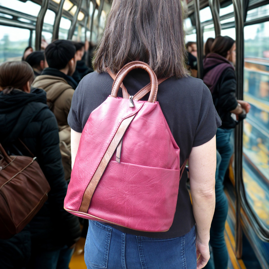 Large Triangular Backpack and Shoulder Bag Diagonal Zip - Anti-theft Security