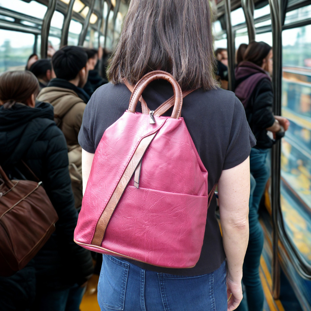 Large Triangular Backpack and Shoulder Bag Diagonal Zip - Anti-theft Security