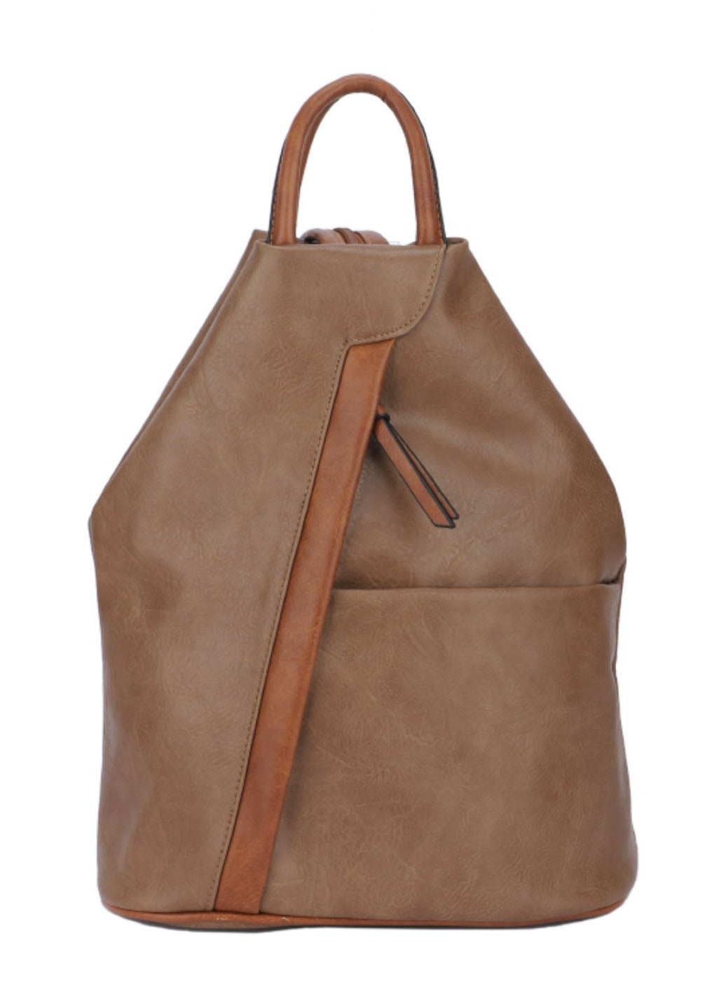 Large Triangular Backpack and Shoulder Bag Diagonal Zip - Anti-theft Security — Taupe