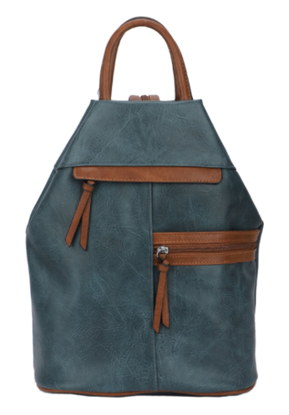 Womens Large Triangular Backpack with Horizonal Zips - Anti-theft Security