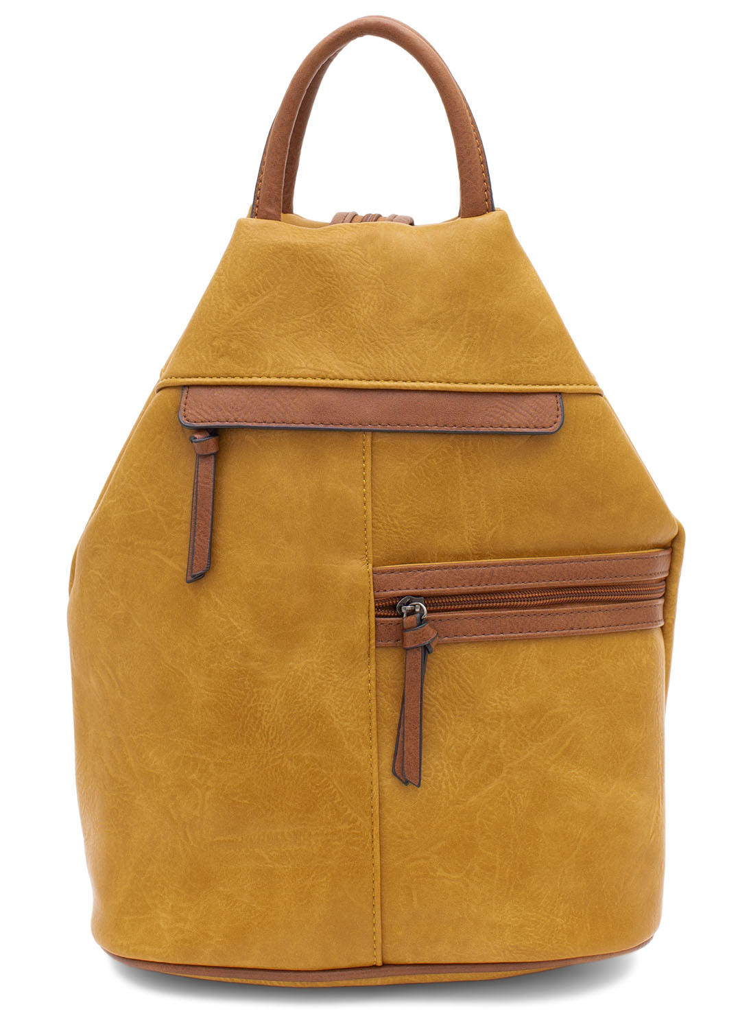 Womens Large Triangular Backpack with Horizonal Zips - Anti-theft Security