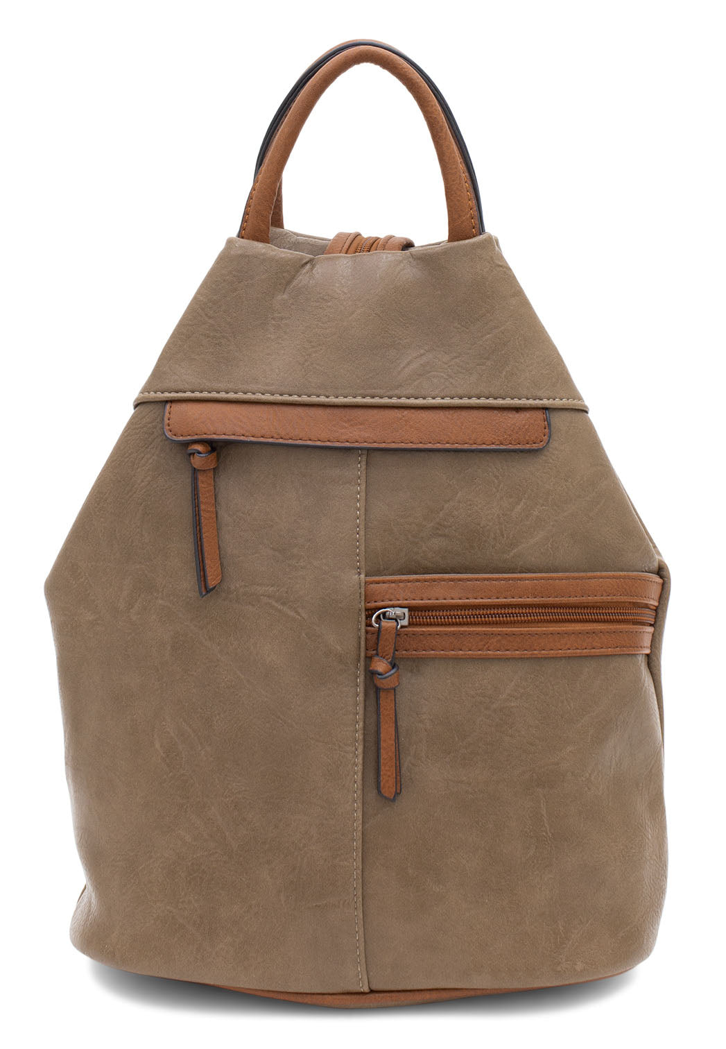 Womens Large Triangular Backpack with Horizonal Zips - Anti-theft Security