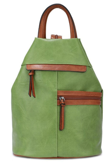 Womens Large Triangular Backpack with Horizonal Zips - Anti-theft Security