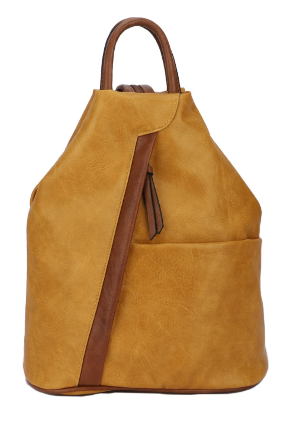 Large Triangular Backpack and Shoulder Bag Diagonal Zip - Anti-theft Security — Yellow
