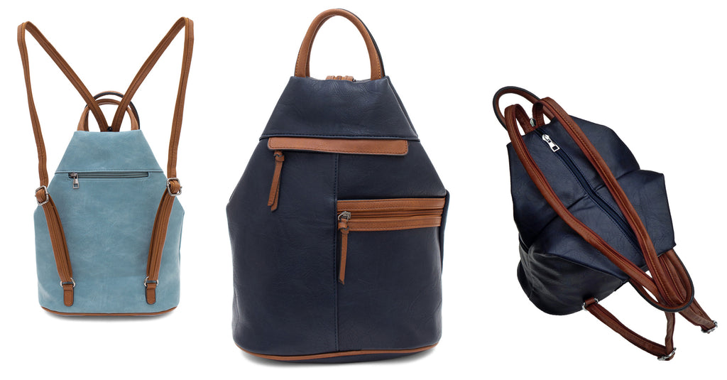 Large Triangular Backpack with Horizonal Zips - Anti-theft Security