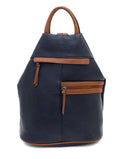 Large Triangular Backpack with Horizonal Zips - Anti-theft Security — Navy