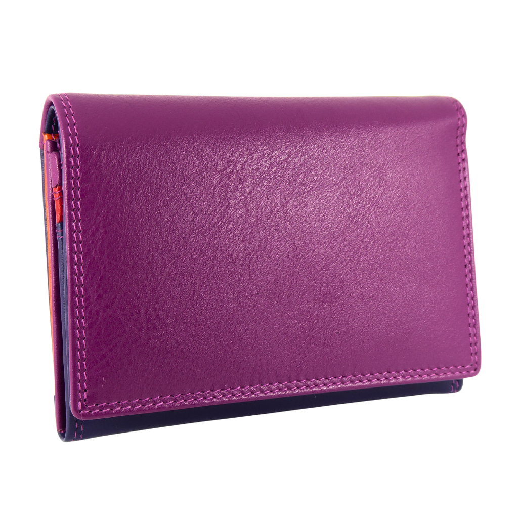 Multicoloured leather purse — closed front view