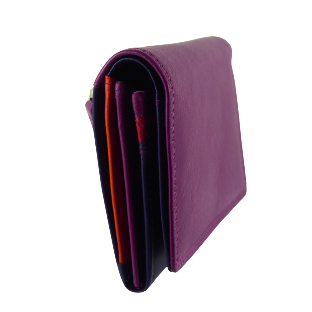Multicoloured leather purse — open full interior view