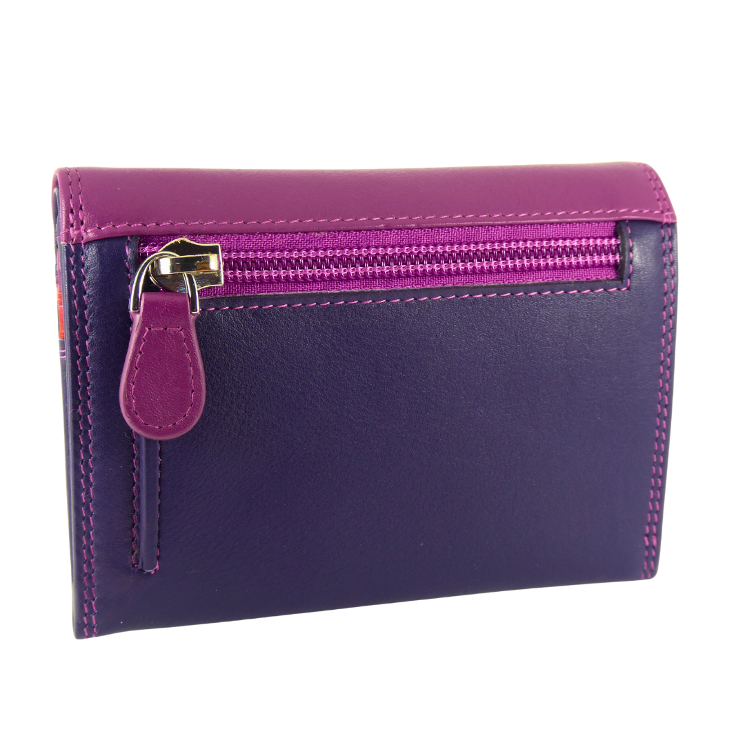 Multicoloured leather purse — closed rear view